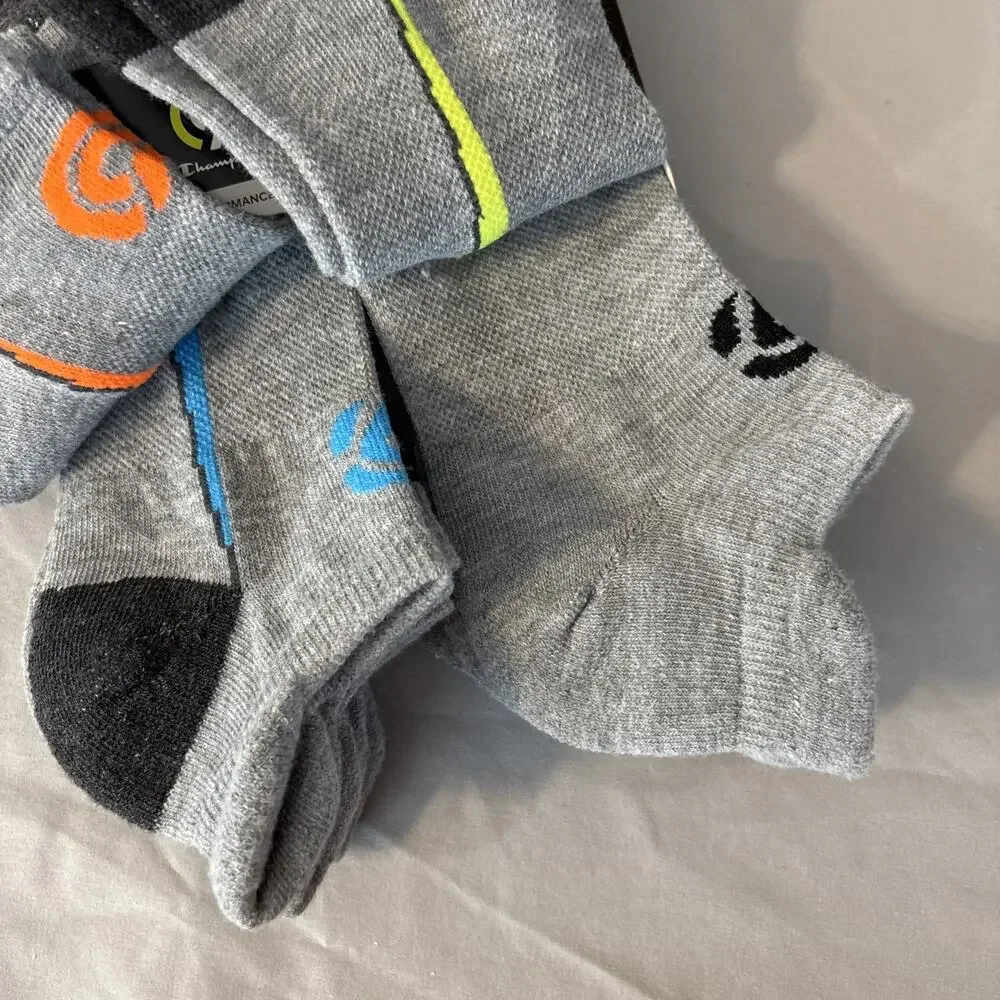 C9 Champion Boys Youth Heel Shield Duo Dry Gray, 6 Pairs, Shoe Size 9-2.5 (M)